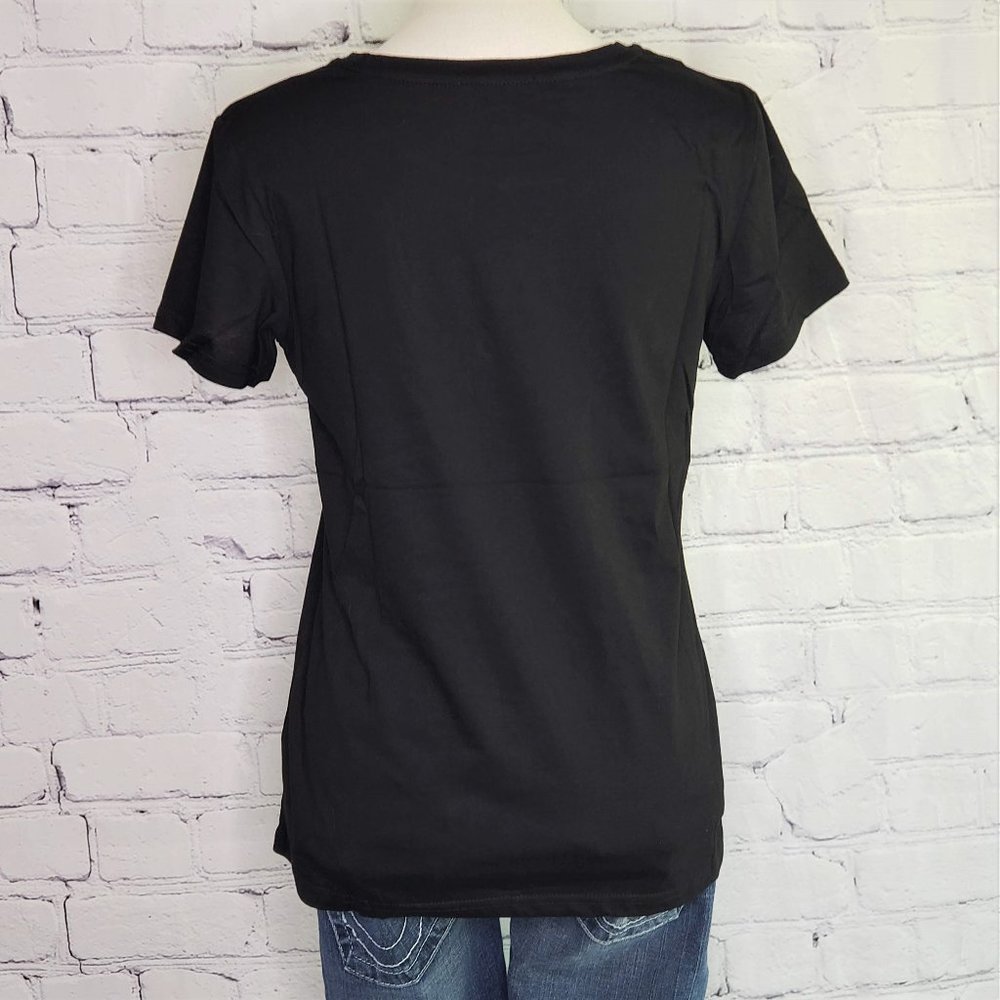 NWT FOLLOW THE SUN Boho Short Sleeve Tee in Black - Picture 8 of 8